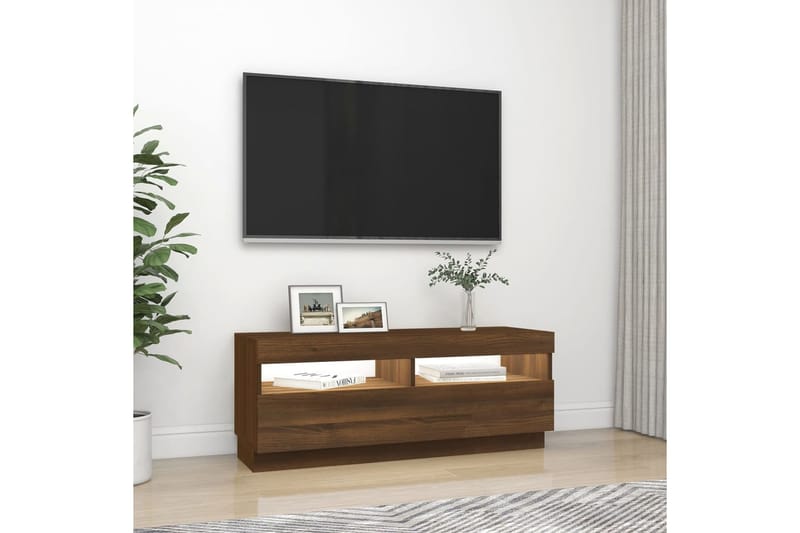 beBasic TV-taso LED-valoilla ruskea tammi 100x35x40 cm - Ruskea - Huonekalut - TV- & Mediakalusteet - Tv taso & Mediataso