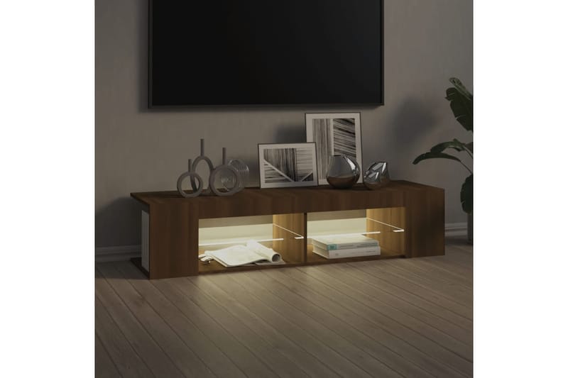 beBasic TV-taso LED-valoilla ruskea tammi 135x39x30 cm - Ruskea - Huonekalut - TV- & Mediakalusteet - Tv taso & Mediataso