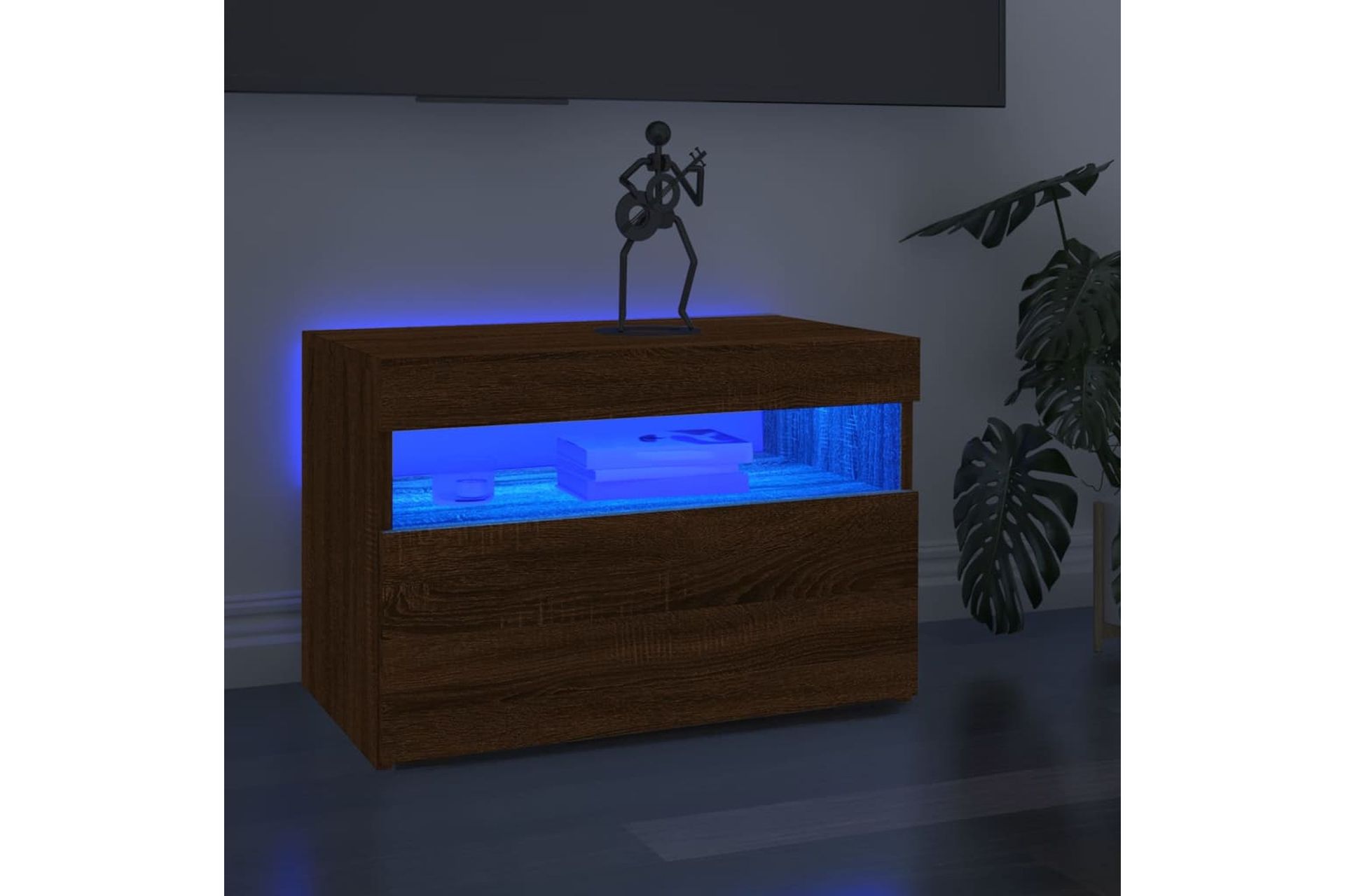 beBasic TV-taso LED-valoilla ruskea tammi 60x35x40 cm - Ruskea - Huonekalut - TV- & Mediakalusteet - Tv taso & Mediataso