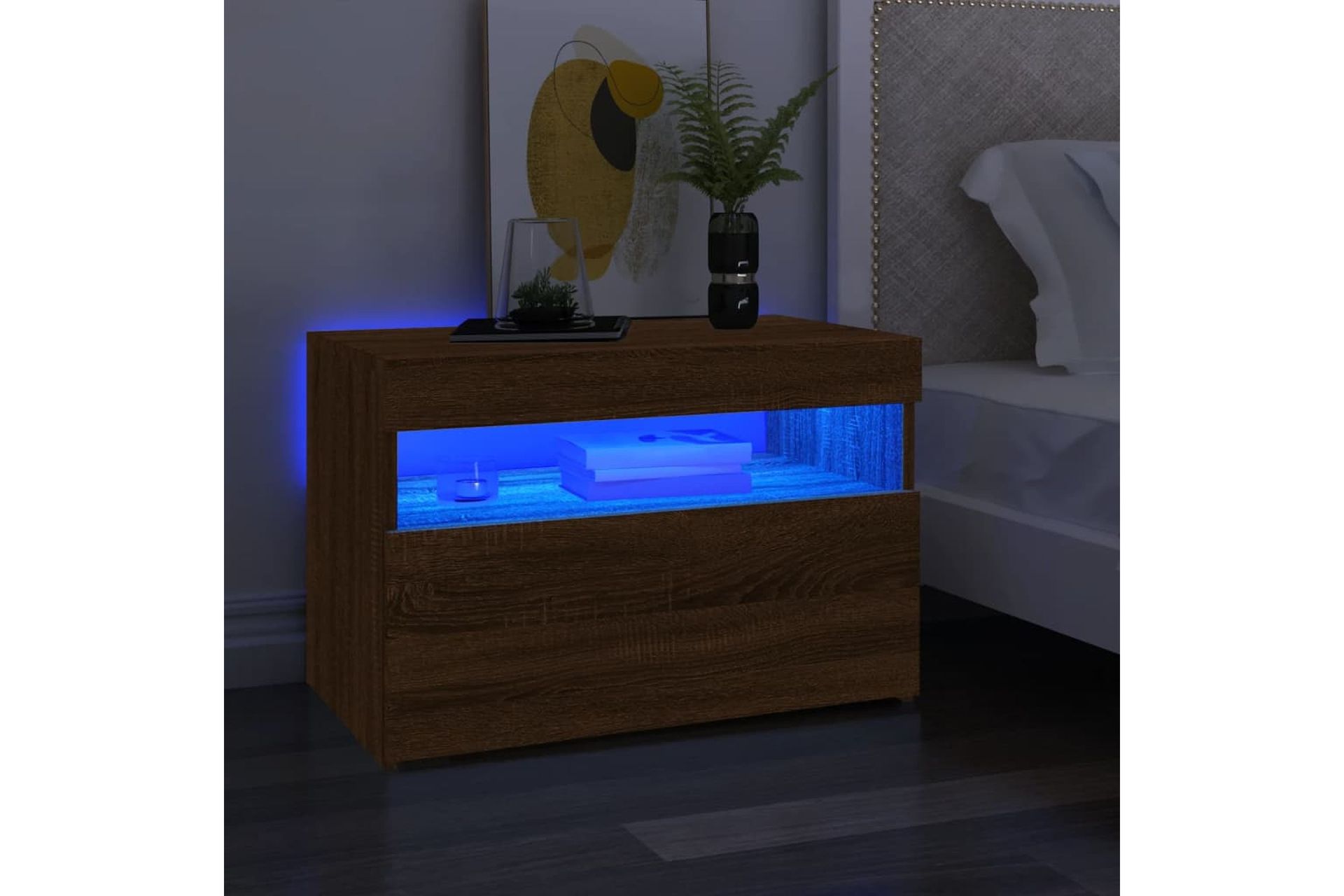 beBasic TV-taso LED-valoilla ruskea tammi 60x35x40 cm - Ruskea - Huonekalut - TV- & Mediakalusteet - Tv taso & Mediataso