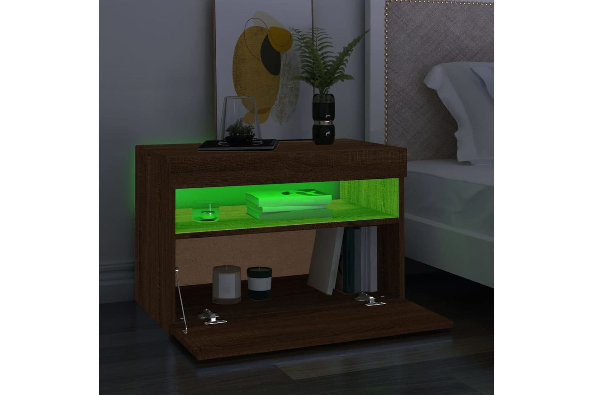beBasic TV-taso LED-valoilla ruskea tammi 60x35x40 cm - Ruskea - Huonekalut - TV- & Mediakalusteet - Tv taso & Mediataso