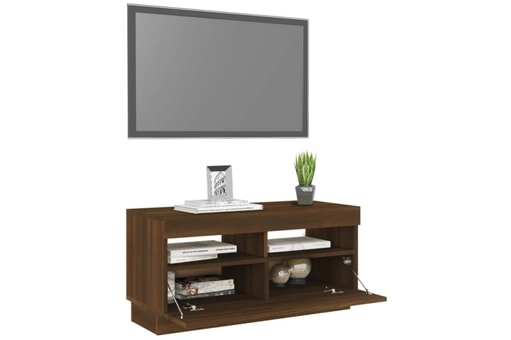 beBasic TV-taso LED-valoilla ruskea tammi 80x35x40 cm - Ruskea - Tv taso & Mediataso