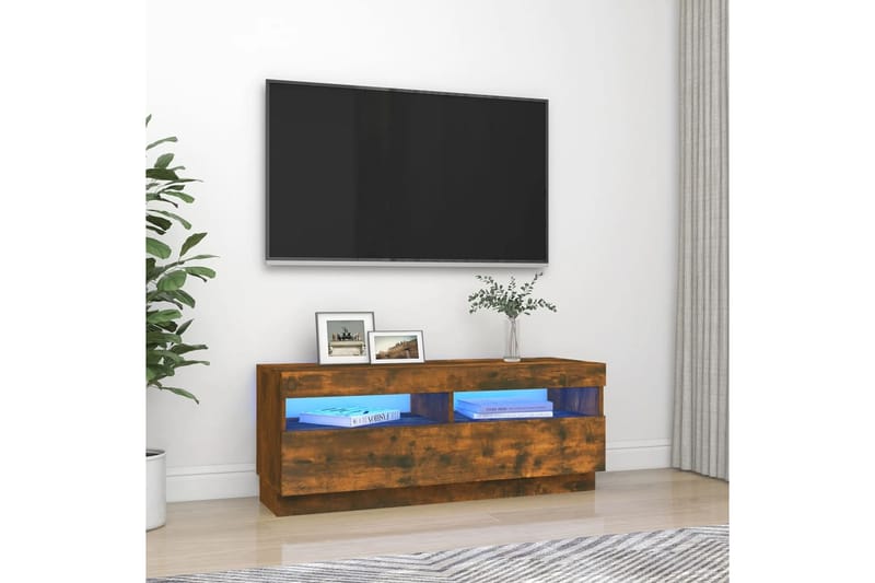 beBasic TV-taso LED-valoilla savutammi 100x35x40 cm - Ruskea - Huonekalut - TV- & Mediakalusteet - Tv taso & Mediataso