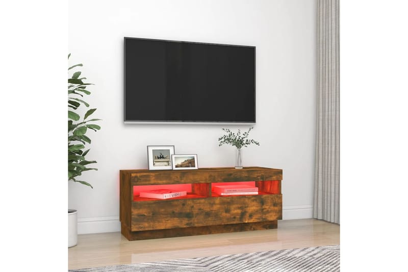 beBasic TV-taso LED-valoilla savutammi 100x35x40 cm - Ruskea - Huonekalut - TV- & Mediakalusteet - Tv taso & Mediataso