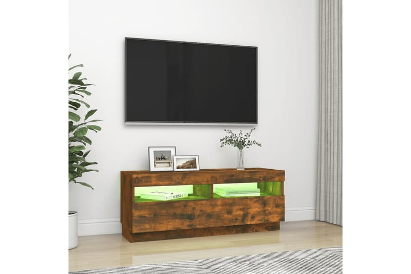 beBasic TV-taso LED-valoilla savutammi 100x35x40 cm - Ruskea - Huonekalut - TV- & Mediakalusteet - Tv taso & Mediataso