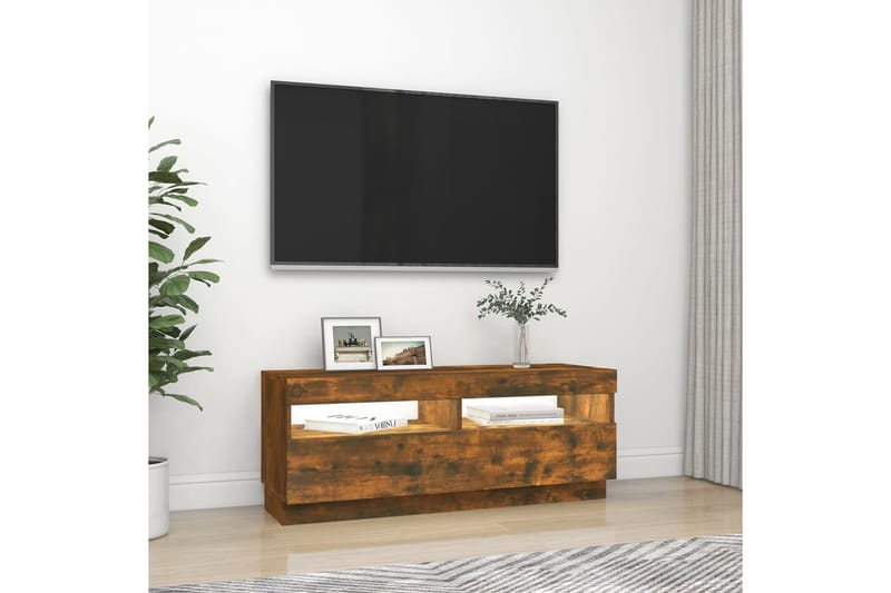 beBasic TV-taso LED-valoilla savutammi 100x35x40 cm - Ruskea - Huonekalut - TV- & Mediakalusteet - Tv taso & Mediataso