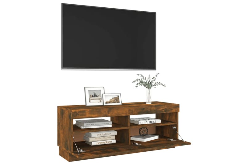 beBasic TV-taso LED-valoilla savutammi 100x35x40 cm - Ruskea - Huonekalut - TV- & Mediakalusteet - Tv taso & Mediataso