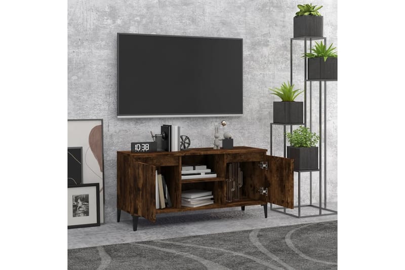 beBasic TV-taso metallijaloilla savutammi 103,5x35x50 cm - Ruskea - Huonekalut - TV- & Mediakalusteet - Tv taso & Mediataso