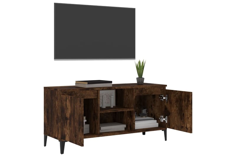 beBasic TV-taso metallijaloilla savutammi 103,5x35x50 cm - Ruskea - Huonekalut - TV- & Mediakalusteet - Tv taso & Mediataso