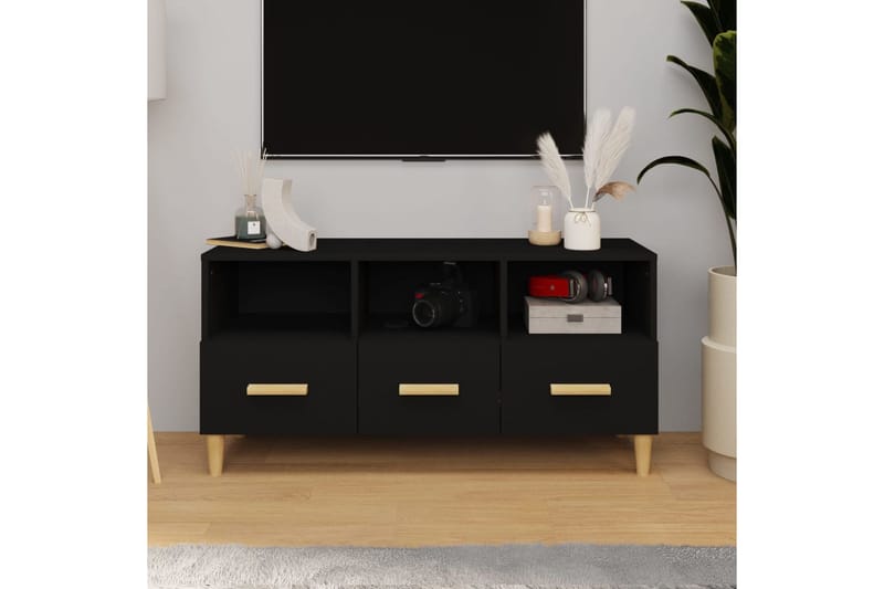 beBasic TV-taso musta 102x36x50 cm tekninen puu - Musta - Tv taso & Mediataso