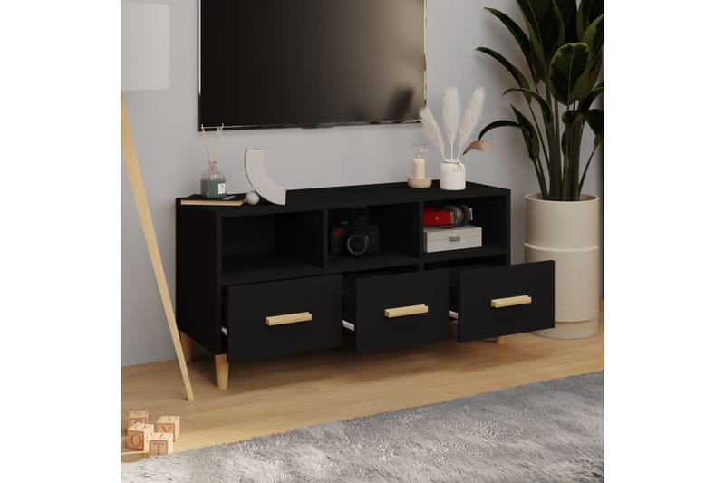beBasic TV-taso musta 102x36x50 cm tekninen puu - Musta - Huonekalut - TV- & Mediakalusteet - Tv taso & Mediataso