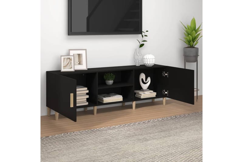 beBasic TV-taso musta 150x30x50 cm tekninen puu - Musta - Huonekalut - TV- & Mediakalusteet - Tv taso & Mediataso