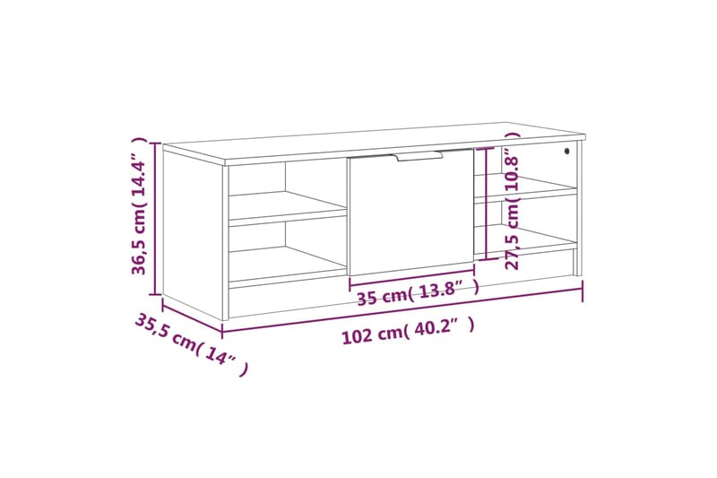 beBasic TV-taso ruskea tammi 102x35,5x36,5 cm tekninen puu - Ruskea - Huonekalut - TV- & Mediakalusteet - Tv taso & Mediataso