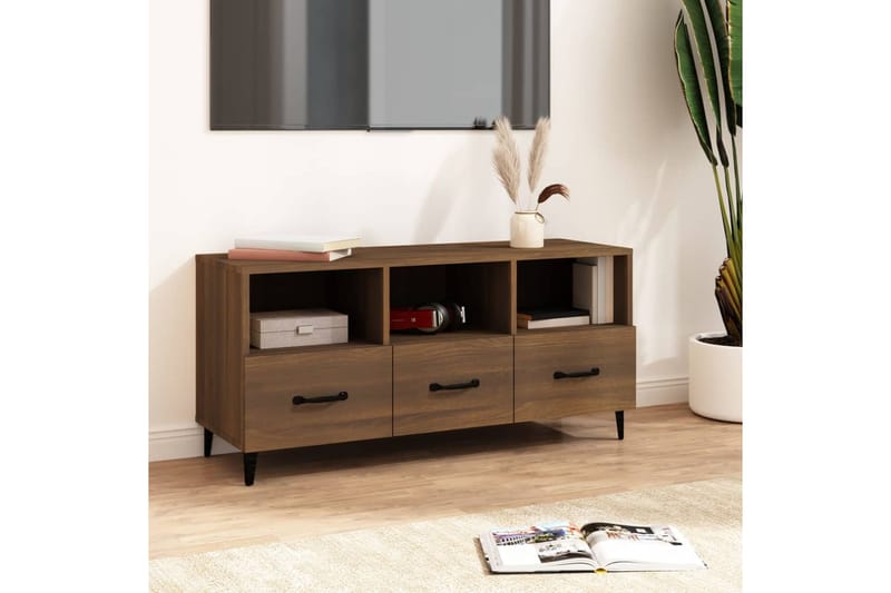 beBasic TV-taso ruskea tammi 102x35x50 cm tekninen puu - Ruskea - Huonekalut - TV- & Mediakalusteet - Tv taso & Mediataso