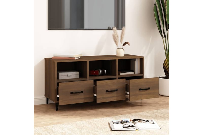 beBasic TV-taso ruskea tammi 102x35x50 cm tekninen puu - Ruskea - Huonekalut - TV- & Mediakalusteet - Tv taso & Mediataso