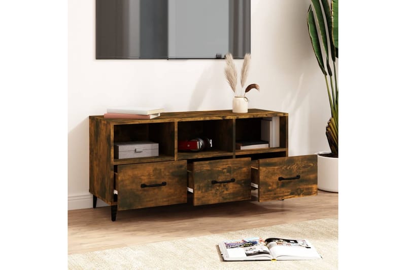 beBasic TV-taso savutammi 102x35x50 cm tekninen puu - Ruskea - Huonekalut - TV- & Mediakalusteet - Tv taso & Mediataso