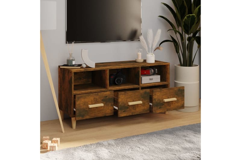 beBasic TV-taso savutammi 102x36x50 cm tekninen puu - Ruskea - Huonekalut - TV- & Mediakalusteet - Tv taso & Mediataso