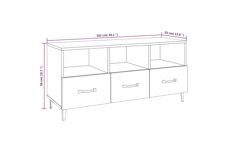 beBasic TV-taso Sonoma-tammi 102x35x50 cm tekninen puu - Ruskea - Huonekalut - TV- & Mediakalusteet - Tv taso & Mediataso