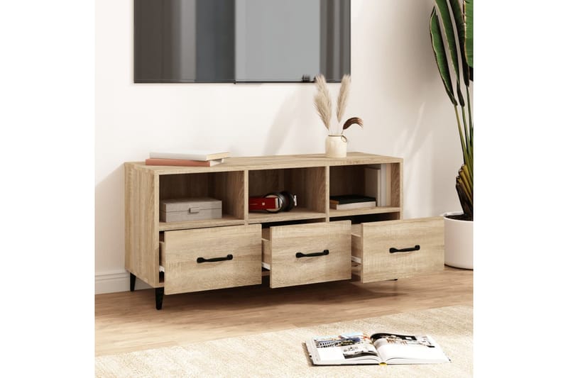 beBasic TV-taso Sonoma-tammi 102x35x50 cm tekninen puu - Ruskea - Huonekalut - TV- & Mediakalusteet - Tv taso & Mediataso