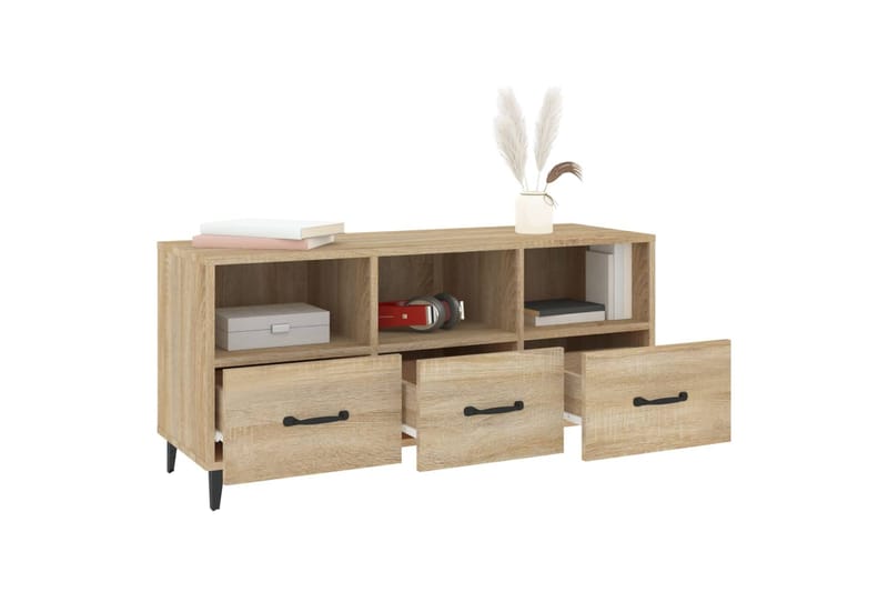 beBasic TV-taso Sonoma-tammi 102x35x50 cm tekninen puu - Ruskea - Huonekalut - TV- & Mediakalusteet - Tv taso & Mediataso