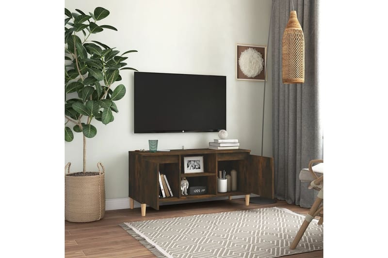 beBasic TV-taso täyspuujaloilla savutammi 103,5x35x50 cm - Ruskea - Huonekalut - TV- & Mediakalusteet - Tv taso & Mediataso