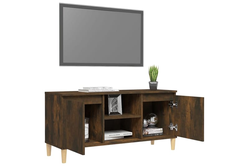 beBasic TV-taso täyspuujaloilla savutammi 103,5x35x50 cm - Ruskea - Huonekalut - TV- & Mediakalusteet - Tv taso & Mediataso