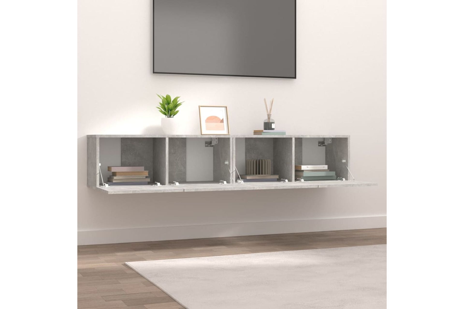 beBasic TV-tasot 2 kpl betoninharmaa 80x30x30 cm tekninen puu - Harmaa - Huonekalut - TV- & Mediakalusteet - Tv taso & Mediataso
