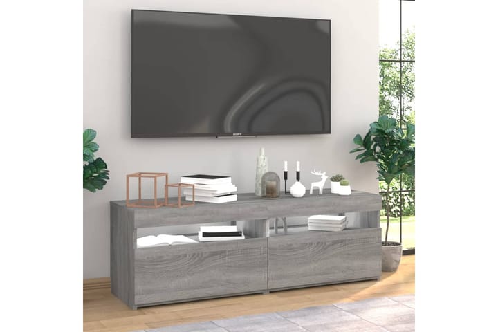 beBasic TV-tasot 2 kpl LED-valoilla harmaa Sonoma 60x35x40 cm - Harmaa - Tv taso & Mediataso