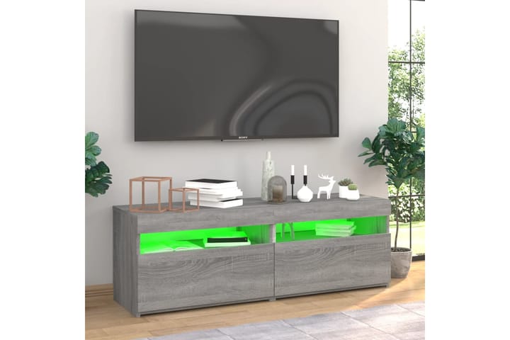 beBasic TV-tasot 2 kpl LED-valoilla harmaa Sonoma 60x35x40 cm - Harmaa - Tv taso & Mediataso