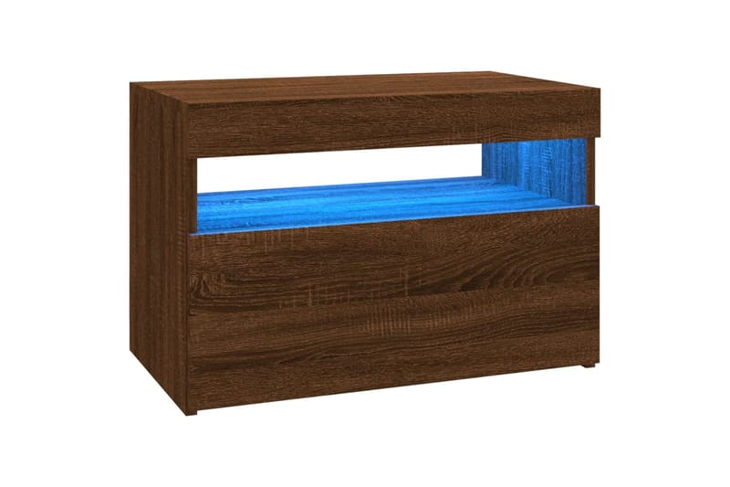 beBasic TV-tasot 2 kpl LED-valoilla ruskea tammi 60x35x40 cm - Ruskea - Huonekalut - TV- & Mediakalusteet - Tv taso & Mediataso