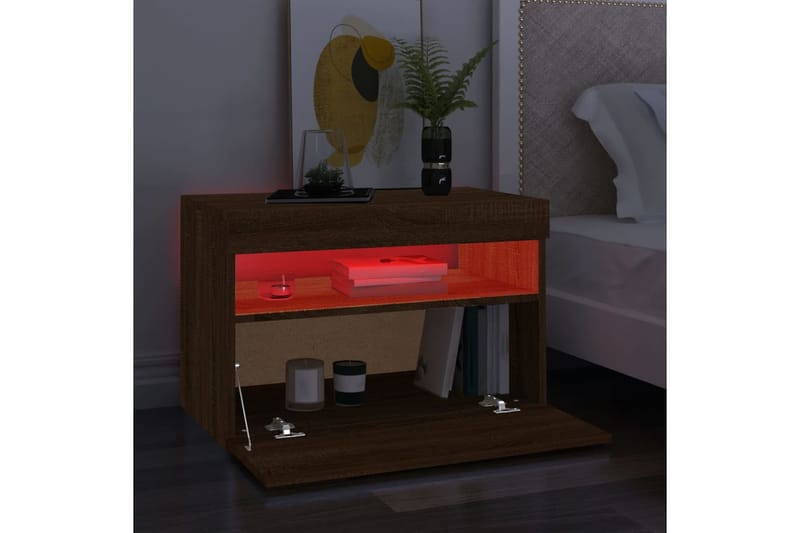 beBasic TV-tasot 2 kpl LED-valoilla ruskea tammi 60x35x40 cm - Ruskea - Huonekalut - TV- & Mediakalusteet - Tv taso & Mediataso