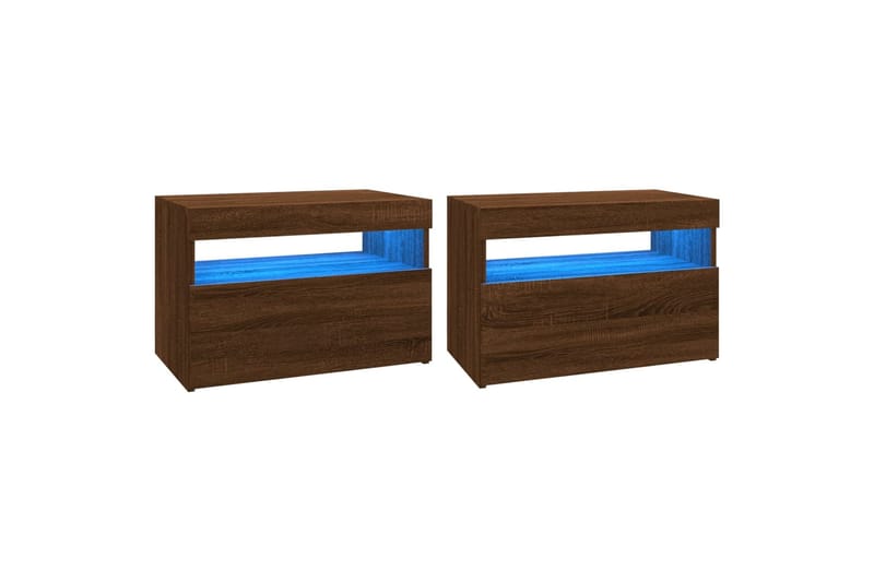 beBasic TV-tasot 2 kpl LED-valoilla ruskea tammi 60x35x40 cm - Ruskea - Huonekalut - TV- & Mediakalusteet - Tv taso & Mediataso