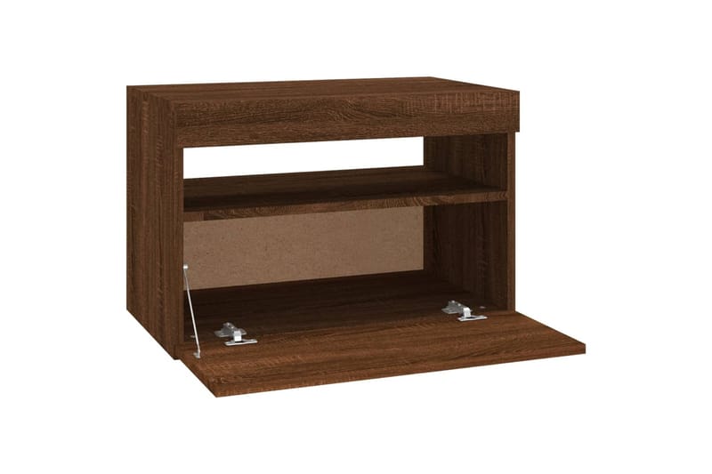 beBasic TV-tasot 2 kpl LED-valoilla ruskea tammi 60x35x40 cm - Ruskea - Huonekalut - TV- & Mediakalusteet - Tv taso & Mediataso