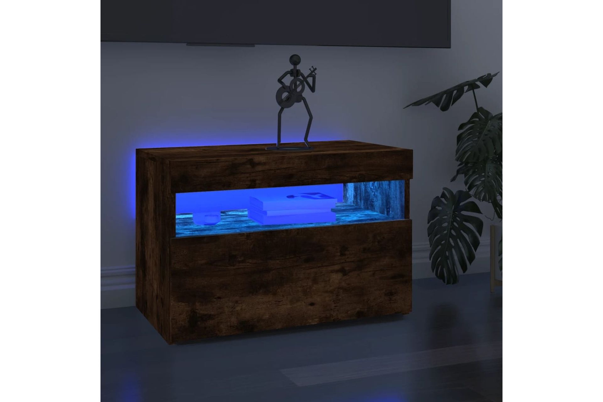 beBasic TV-tasot 2 kpl LED-valoilla savutammi 60x35x40 cm - Ruskea - Huonekalut - TV- & Mediakalusteet - Tv taso & Mediataso