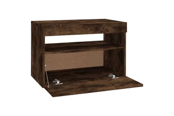 beBasic TV-tasot 2 kpl LED-valoilla savutammi 60x35x40 cm - Ruskea - Huonekalut - TV- & Mediakalusteet - Tv taso & Mediataso