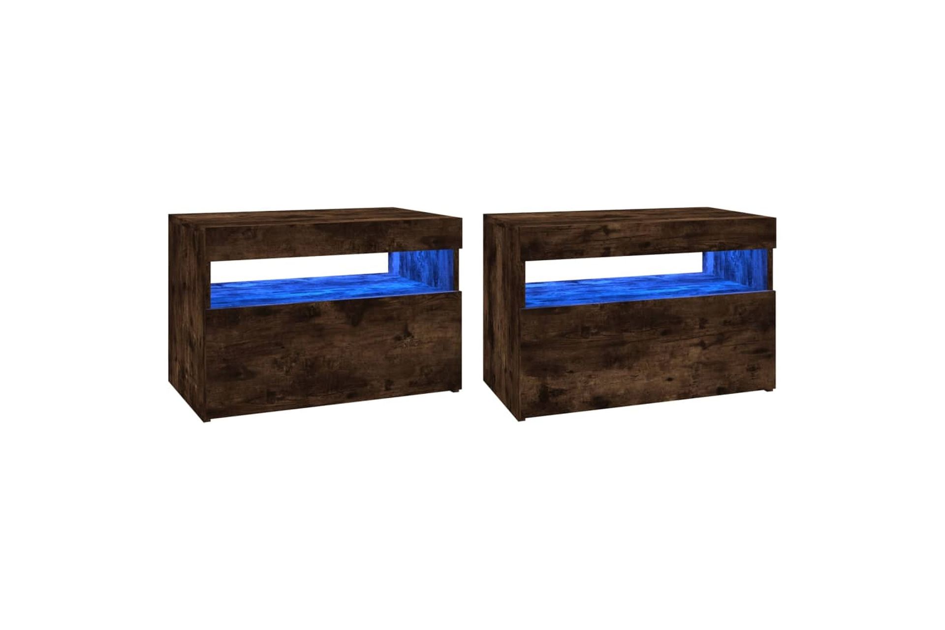 beBasic TV-tasot 2 kpl LED-valoilla savutammi 60x35x40 cm - Ruskea - Huonekalut - TV- & Mediakalusteet - Tv taso & Mediataso