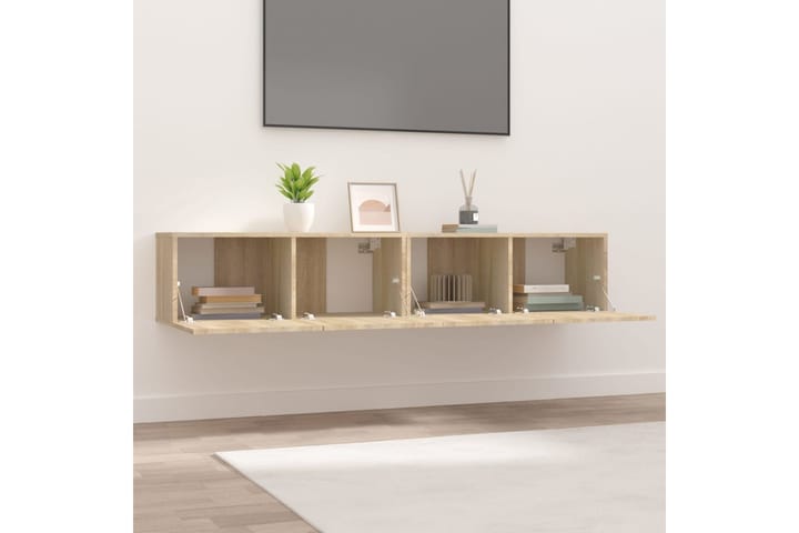 beBasic TV-tasot 2 kpl Sonoma-tammi 80x30x30 cm tekninen puu - Ruskea - Tv taso & Mediataso