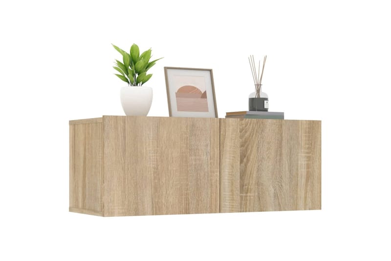 beBasic TV-tasot 2 kpl Sonoma-tammi 80x30x30 cm tekninen puu - Ruskea - Huonekalut - TV- & Mediakalusteet - Tv taso & Mediataso