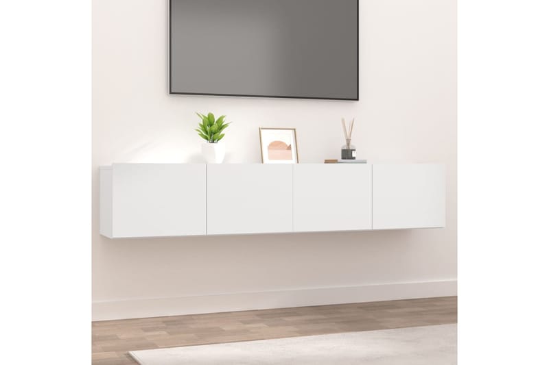 beBasic TV-tasot 2 kpl valkoinen 80x30x30 cm tekninen puu - Valkoinen - Tv taso & Mediataso