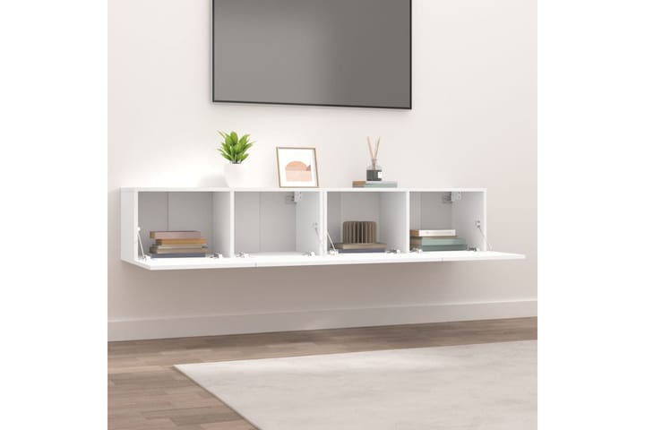 beBasic TV-tasot 2 kpl valkoinen 80x30x30 cm tekninen puu - Valkoinen - Tv taso & Mediataso