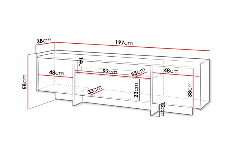 Bellia Tv-Kaappi 197x38 cm - Ruskea - Huonekalut - TV- & Mediakalusteet - TV-kaappi