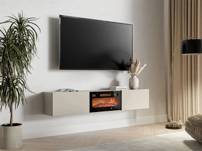 Berik-TV-taso 180 cm - beige ja musta - Huonekalut - TV- & Mediakalusteet - Tv taso & Mediataso
