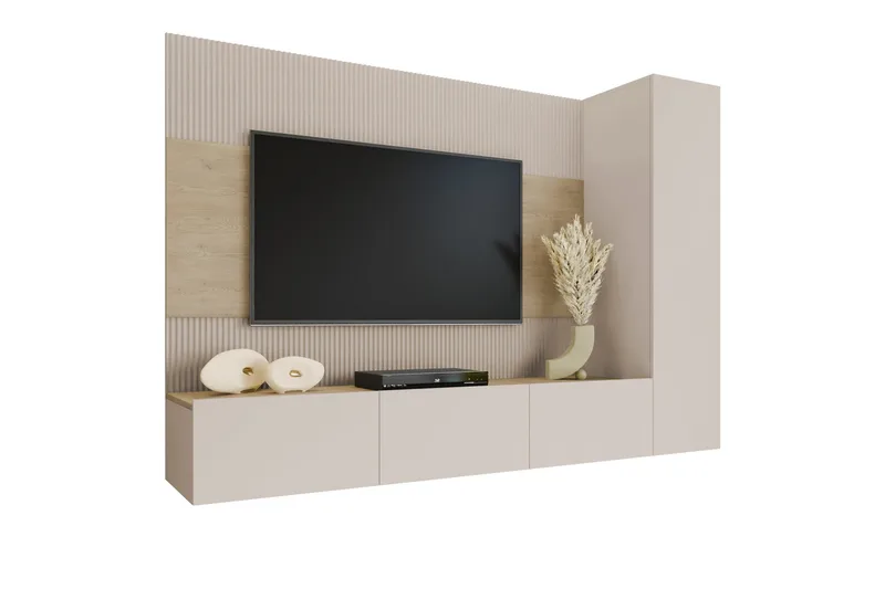 Bernice Tv-Kaappi 220x38 cm, Beige