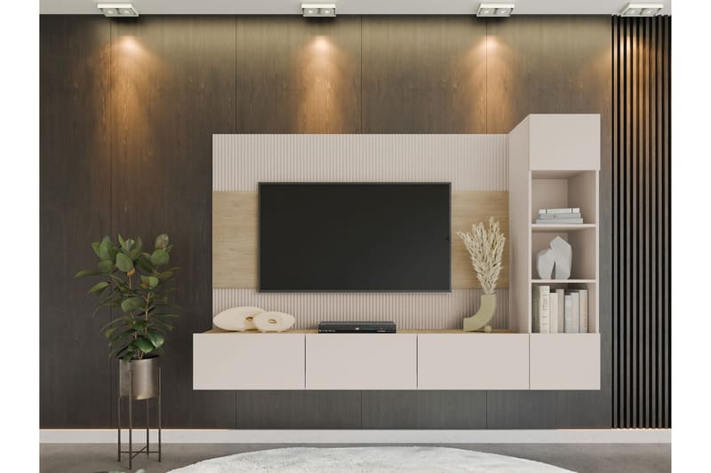 Bernice Tv-Kaappi 220x38 cm - Beige - Huonekalut - TV- & Mediakalusteet - TV-kaappi