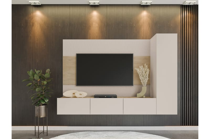 Bernice Tv-Kaappi 220x38 cm - Beige - Huonekalut - TV- & Mediakalusteet - TV-kaappi