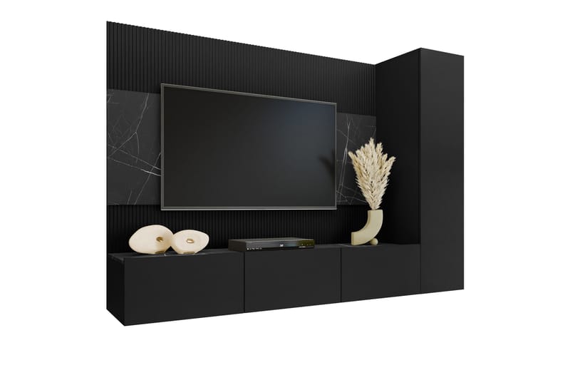 Bernice Tv-Kaappi 220x38 cm - Musta - Huonekalut - TV- & Mediakalusteet - TV-kaappi