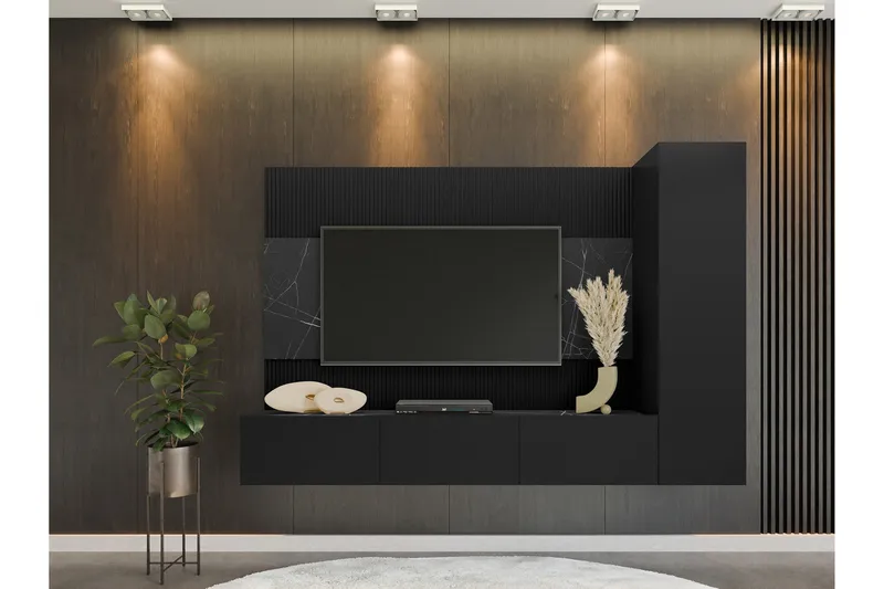 Bernice Tv-Kaappi 220x38 cm - Musta - Huonekalut - TV- & Mediakalusteet - TV-kalustepaketti