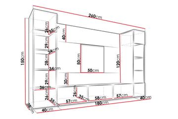 Bernice Tv-Kaappi 260x38 cm - Beige - Huonekalut - TV- & Mediakalusteet - TV-kalustepaketti