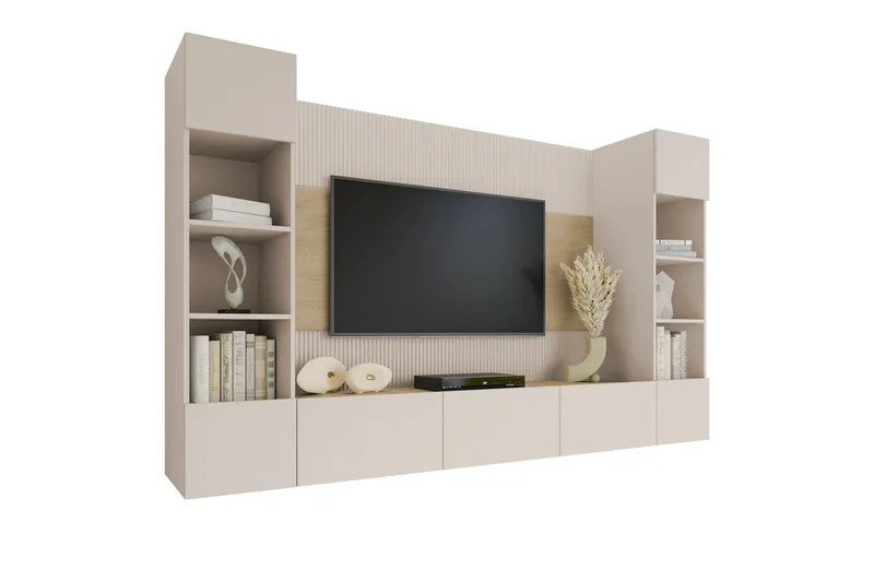 Bernice Tv-Kaappi 260x38 cm, Beige