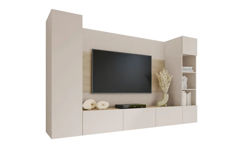 Bernice Tv-Kaappi 260x38 cm - Beige - Huonekalut - TV- & Mediakalusteet - TV-kalustepaketti